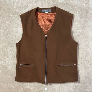 Vintage Valencia Brown Wool Blend Full Zip Vest Women’s Size 12 Front Pockets